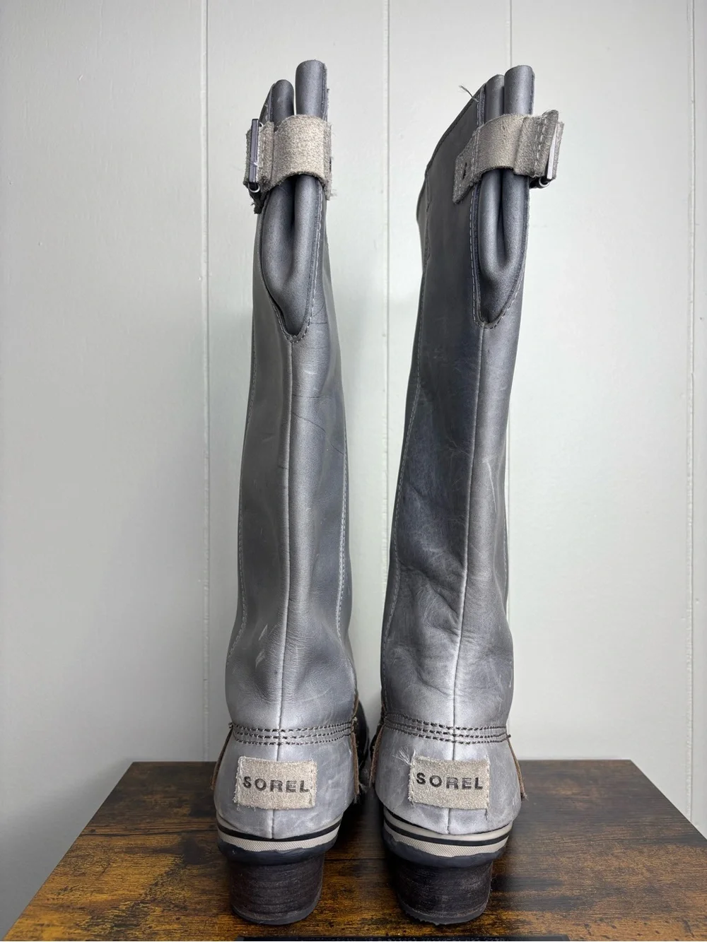 Sorel Slimpack Tall II Riding Boots Womens  Waterproof Leather Gray Size 7.5